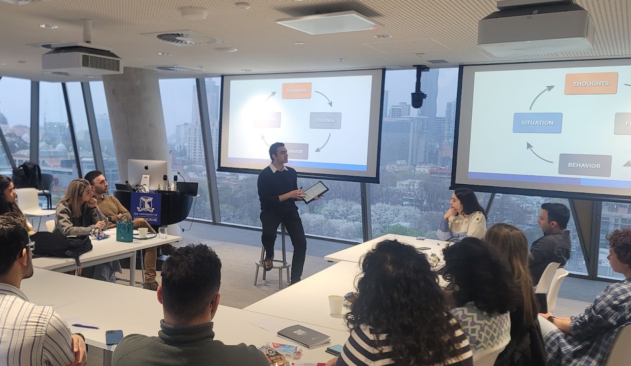 Arvin teaching a medical presentation