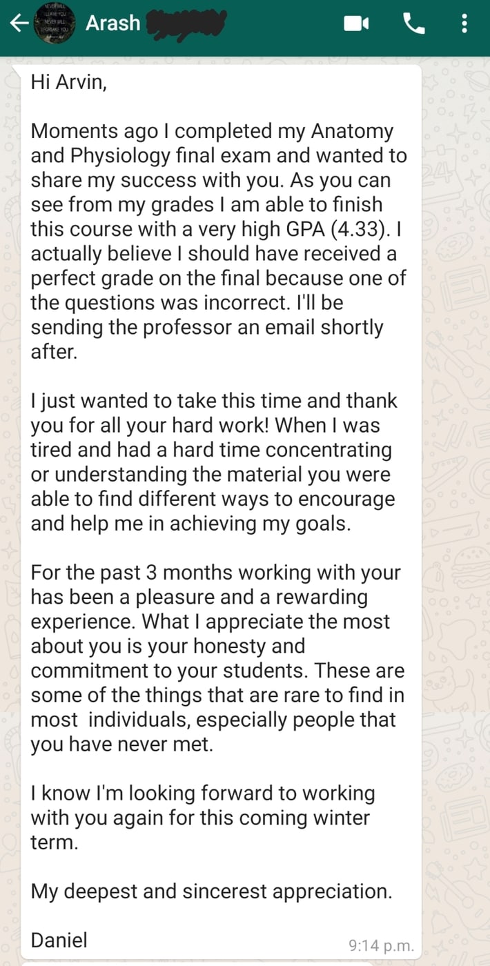 Daniel — 4.33 GPA